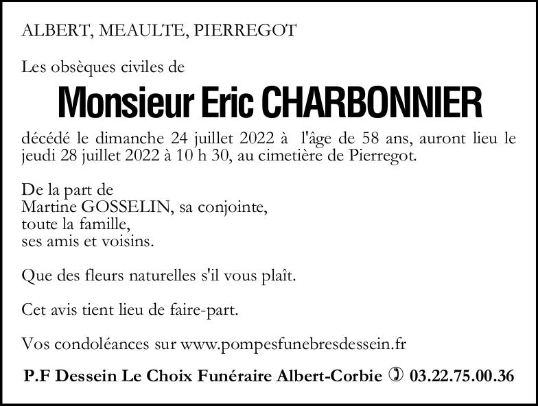 Avis de décès charbonnier Eric