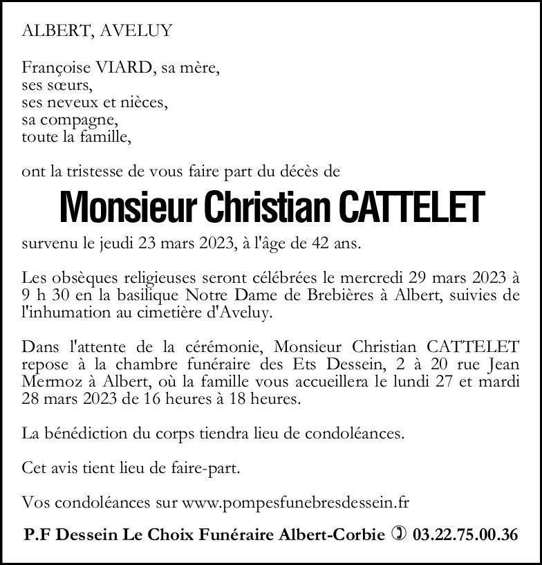 Avis de décès Christian CATTELET