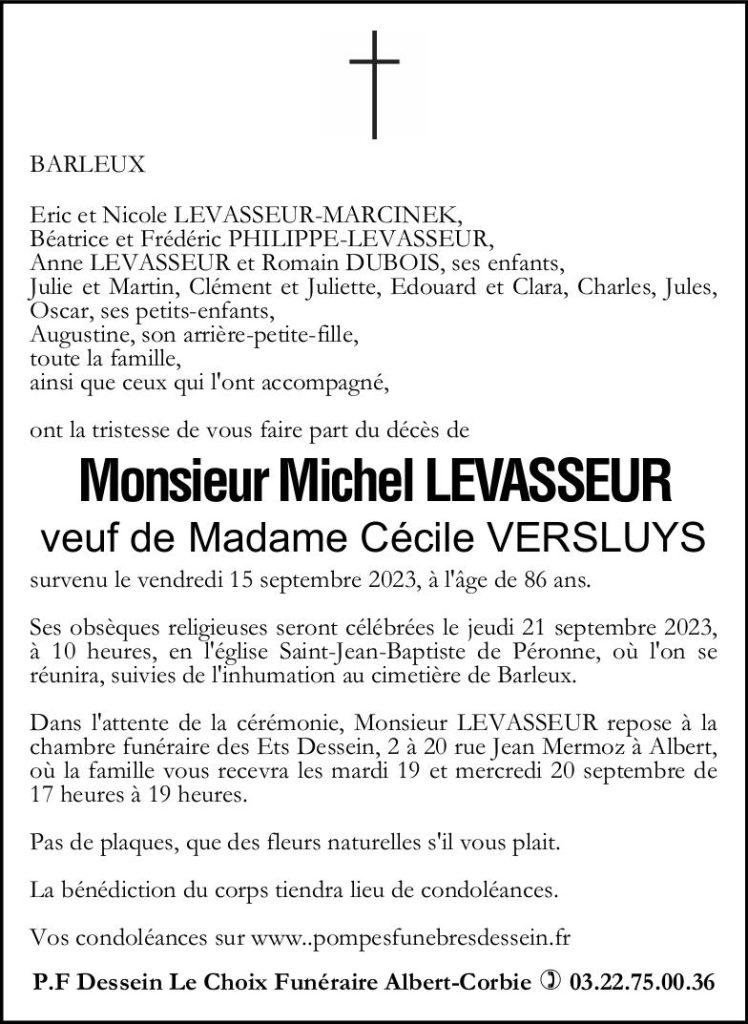 Avis de décès Michel LEVASSEUR