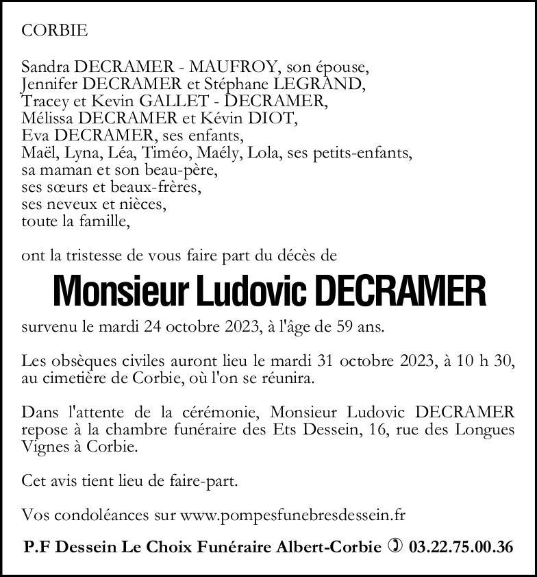 Monsieur Ludovic Decramer Pompes Funèbres Dessein 4985