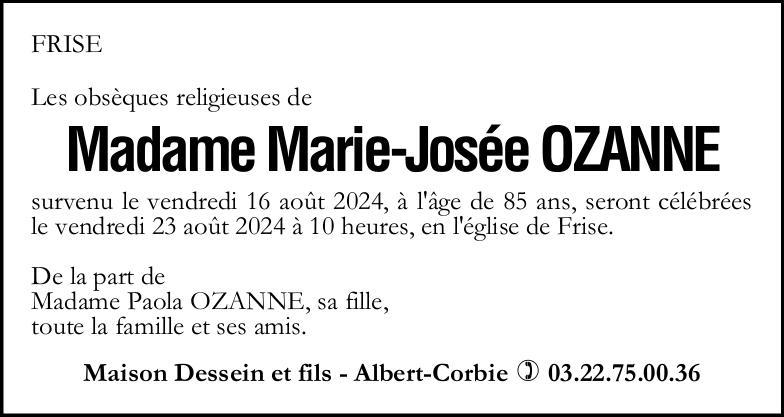 Avis de décès Marie-Josée OZANNE