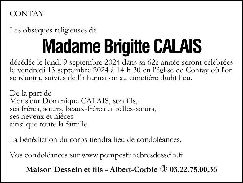 Avis de décès Brigitte CALAIS