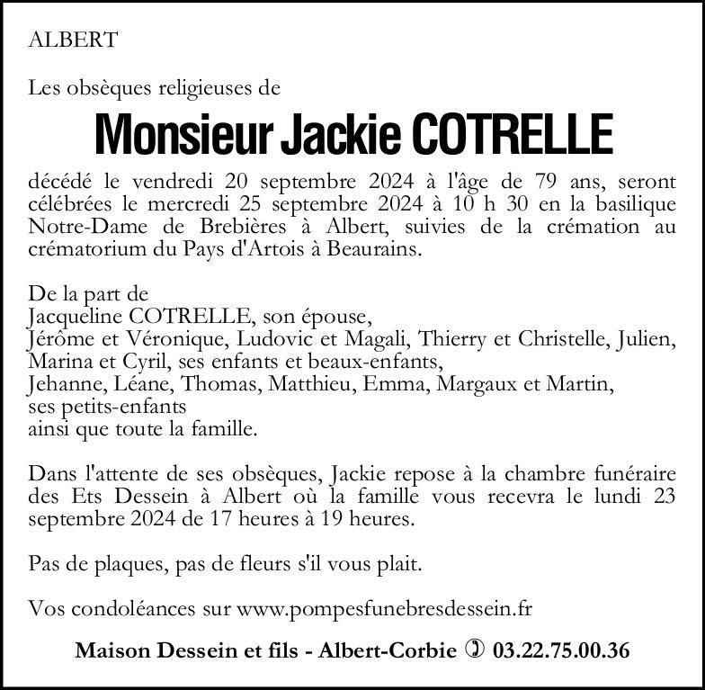 Avis de décès Jackie COTRELLE