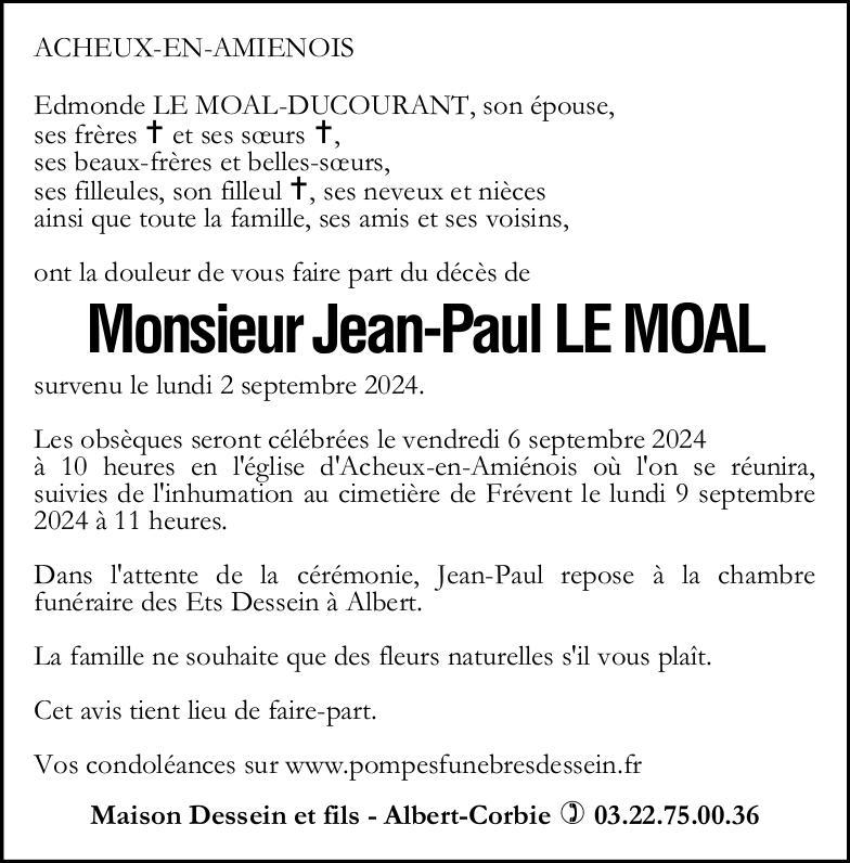 Avis de décès Jean-Paul LE MOAL