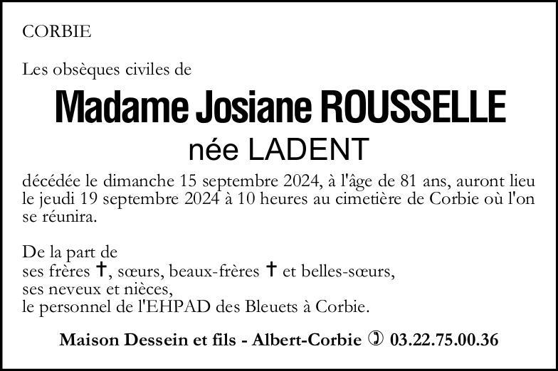 Avis de décès Josiane ROUSSELLE