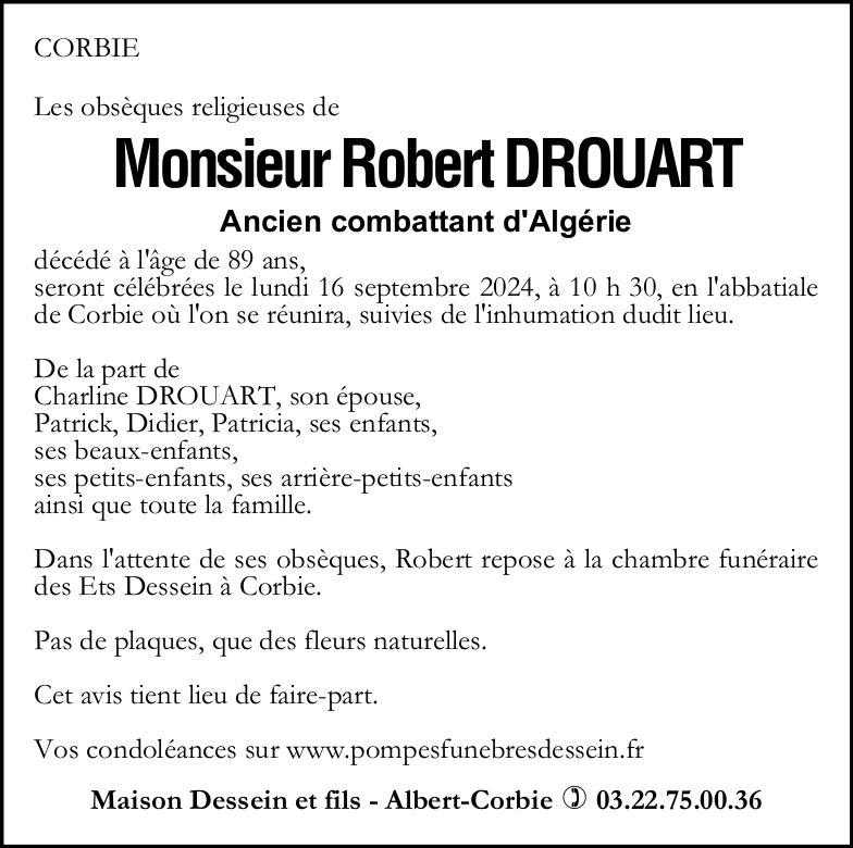 Avis de décès Robert DROUART