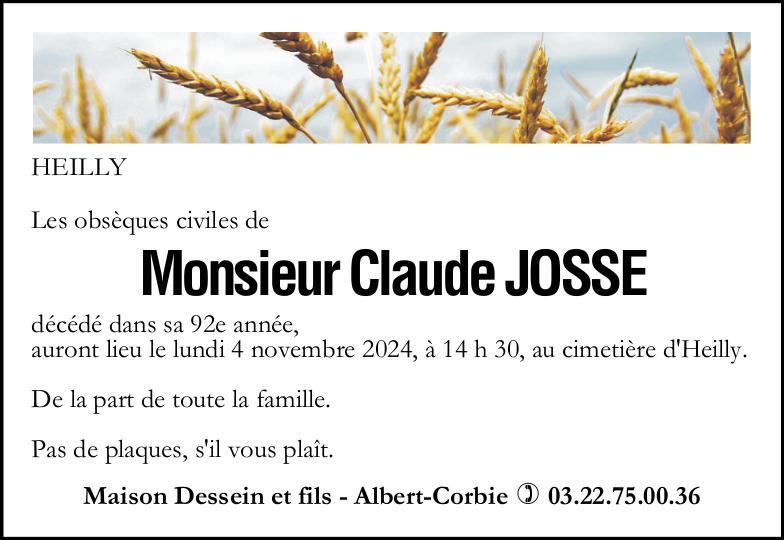 Avis de décès Claude JOSSE