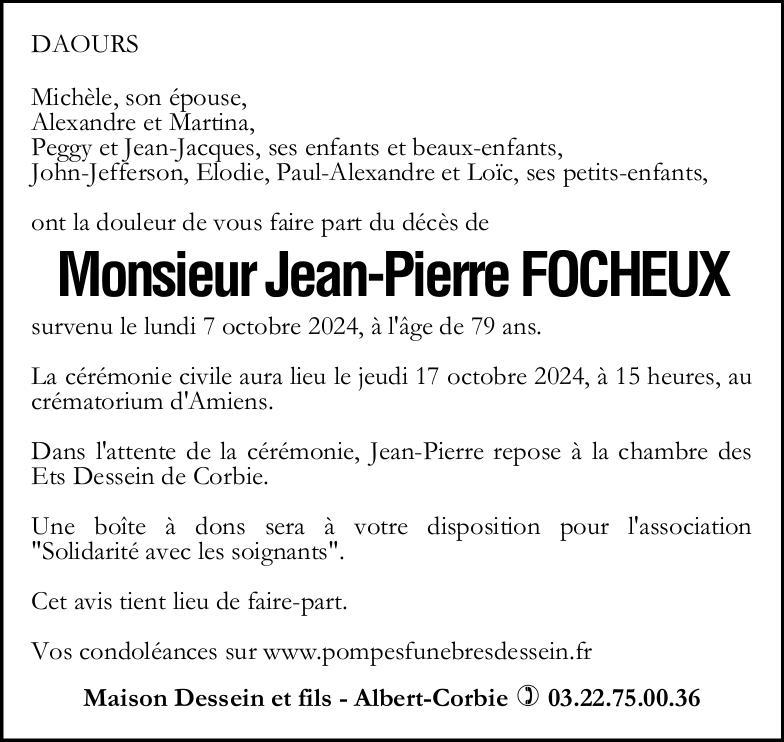 Avis de décès FOCHEUX Jean-Pierre